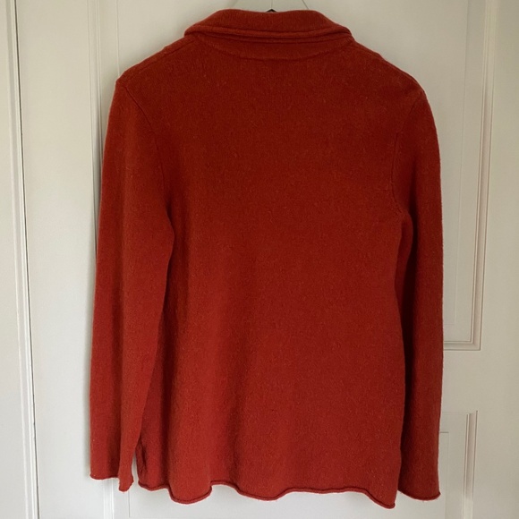 Eileen Fisher Button Front Cardigan Sweater Jacket Burnt Orange Wool Medium - Picture 4 of 8